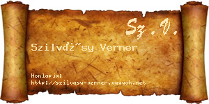 Szilvásy Verner névjegykártya